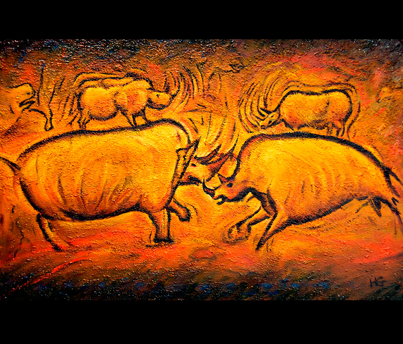 Cave Painting by Hank Grebe: Chauvet Rhino