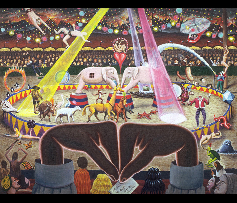 Surrealists Circus, oil painting by Hank Grebe